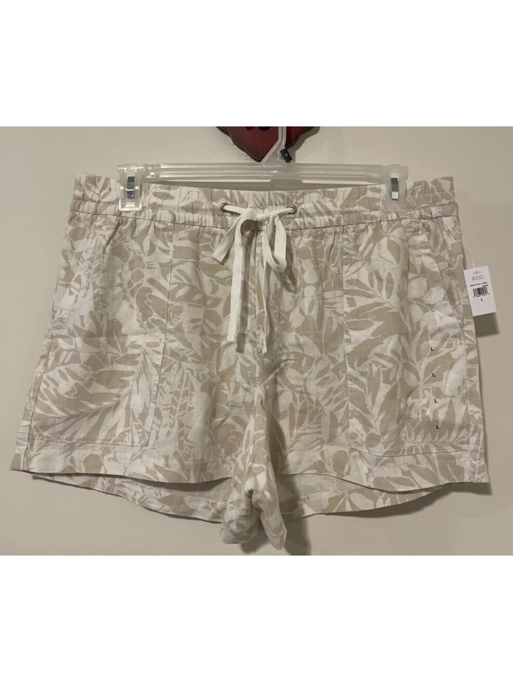 Gap Womens Large Brown Beige Floral Linen Elastic Waist Shorts NWT! A1497